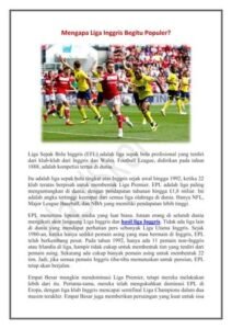 Mengapa Liga Inggris Begitu Populer: Analisis Mendalam